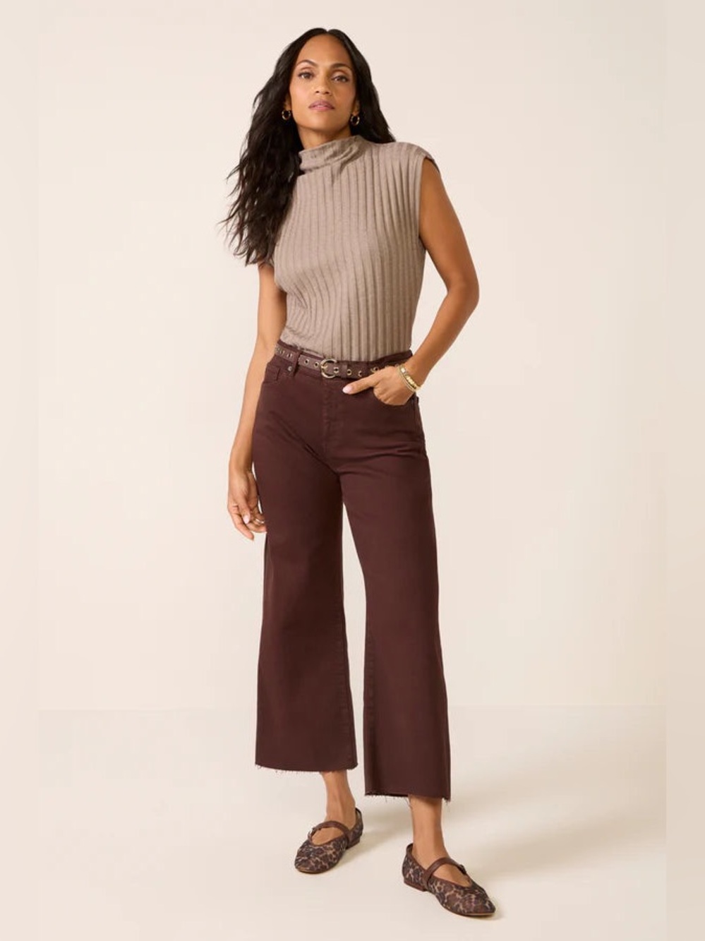 AG JEANS SAIGE WIDE LEG CROP in COFFEE BEAN Size 25 💫 ADRIANO GOLDSCHMIED